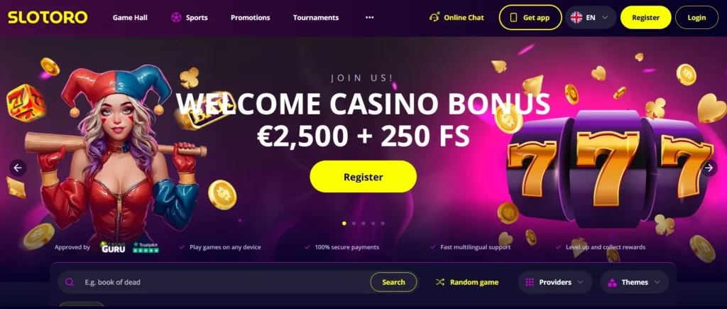 Benvenuto su Slotoro Casino